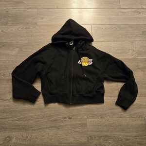 NBA Los Angles Lakers Black Zip Up Cropped Hoodie